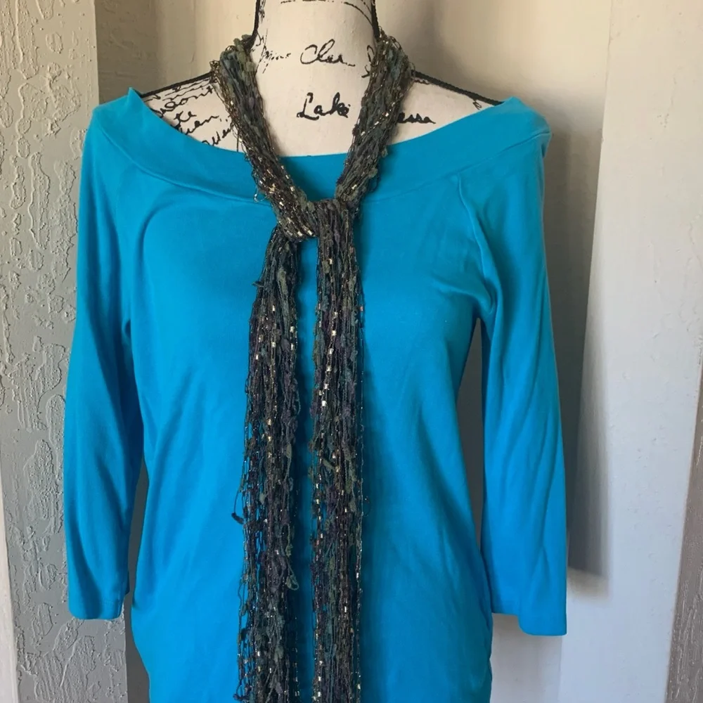 Italian Ladder Ribbon Scarf with Multicolor Textured Yarn